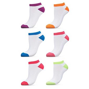 6 Pair Women's Highlight Tips Half Cushioned Low Cut Socks