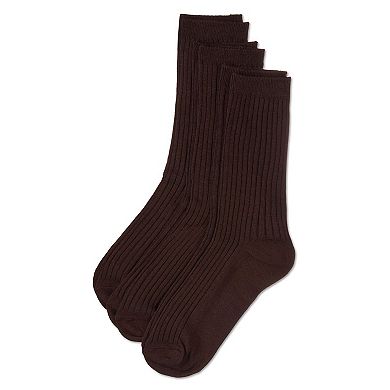 Women's 3 Pair Pack Rib Crew Socks
