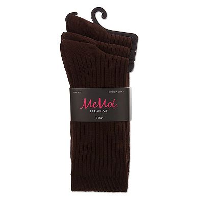 Women's 3 Pair Pack Rib Crew Socks