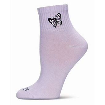 Women's Butterfly Embroidery Athletic Quarter Socks