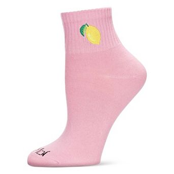 Women's Lemon Embroidery Athletic Quarter Socks