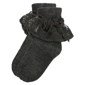 Double Dare Girls Dual-layer Lace Cotton Blend Anklet Socks