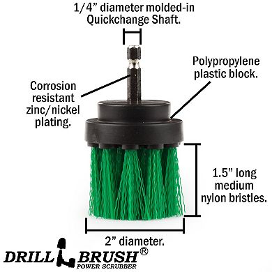 Medium Stiffness Cleaning Drill Attachment Brush - Kitchen, Cabinet, Counter, & Linoleum