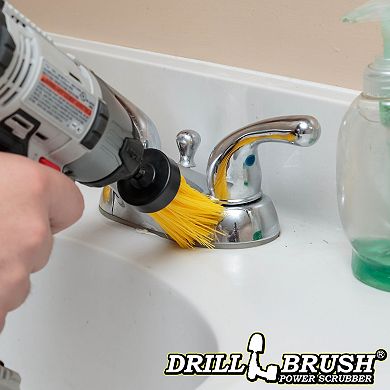 1in Yellow Brush - Medium Stiffness - Long Bristles - Bathroom Spot Cleaning