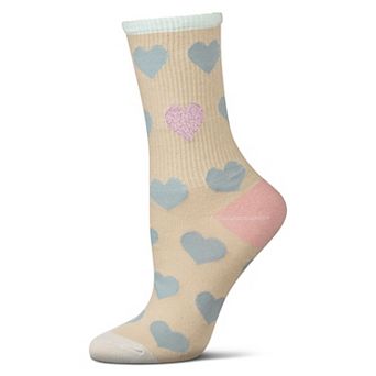 Women's Radiate Love Glitter Heart Crew Socks