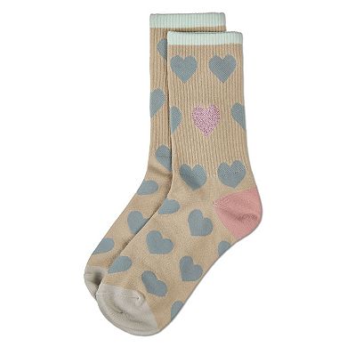 Women's Radiate Love Glitter Heart Crew Socks