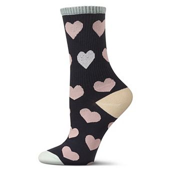 Women's Radiate Love Glitter Heart Crew Socks
