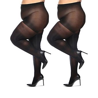 Women's Curvy 2 Pair Pack Solid Control Top Tights