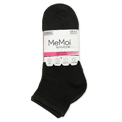 Women's 10 Pair Pack Active Sport Solid Quarter Socks