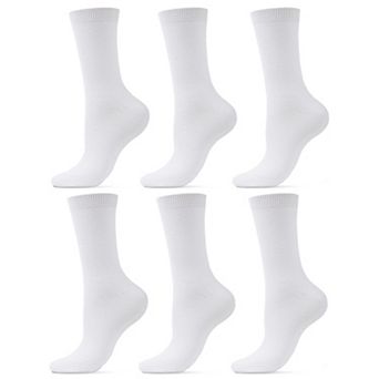 Women's 6-pack Flat Knit Athletic Sports Crew Socks