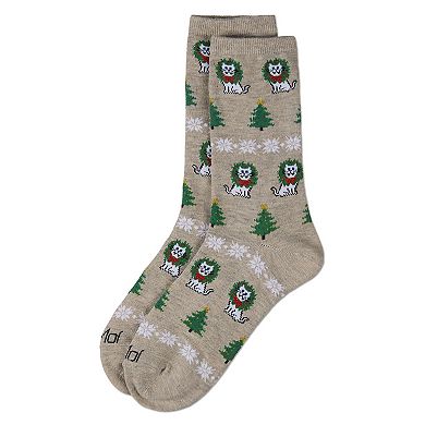 Women's Fair Isle Cat Holiday Crew Socks