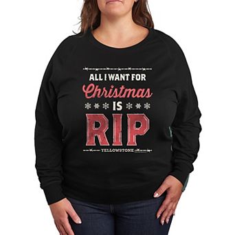 Plus Size Yellowstone Rip Wheeler Christmas French Terry Long Sleeve Tee