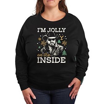 Plus Size Yellowstone Rip Wheeler Jolly On The Inside French Terry Long Sleeve Tee