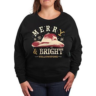 Plus Size Yellowstone Merry & Bright French Terry Long Sleeve Tee