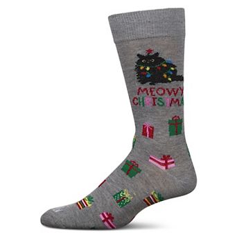 Men's Meowy Christmas Holiday Crew Socks