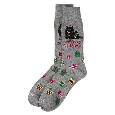 Men's Meowy Christmas Holiday Crew Socks