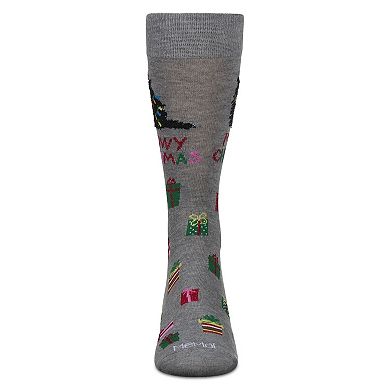 Men's Meowy Christmas Holiday Crew Socks