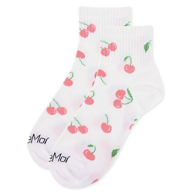 Women's Multi Cherries Athletic Quarter Socks