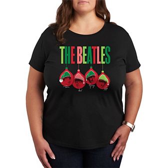 Plus Size The Beatles Santa Hats Christmas Ornaments Graphic Tee