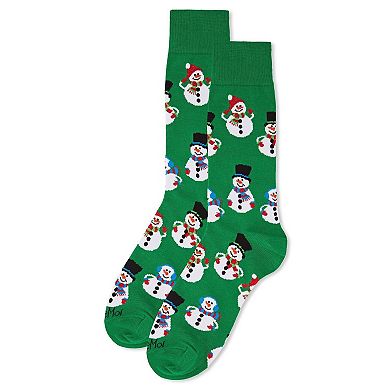 Men's Jolly Holiday Happy Snowmen Novelty Crew Socks