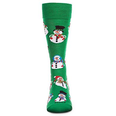 Men's Jolly Holiday Happy Snowmen Novelty Crew Socks