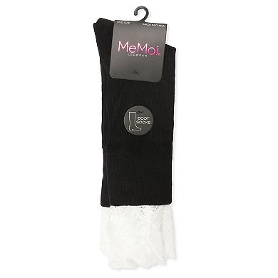 Women's Delicate Lace Slant Ribbed Crew Socks