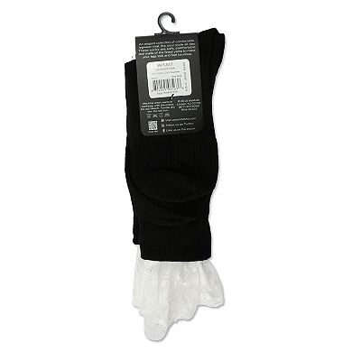 Women's Delicate Lace Slant Ribbed Crew Socks