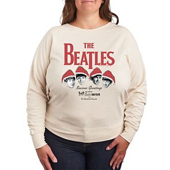 Plus Size The Beatles Christmas Seasons Greetings French Terry Long Sleeve Tee