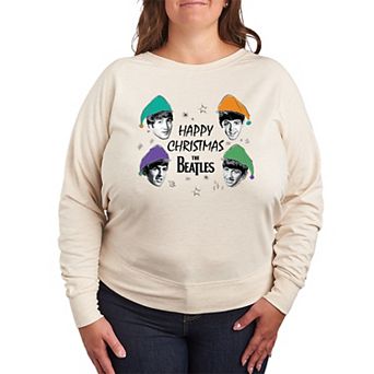 Plus Size The Beatles Happy Christmas French Terry Long Sleeve Tee