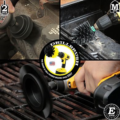 Grill Cleaning Brush Drill Attachment 3 Piece Set - Baked On Food Remover - Ultra Stiff Bristles
