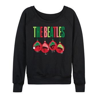 Women's The Beatles Santa Hats Christmas Ornaments French Terry Long Sleeve Tee