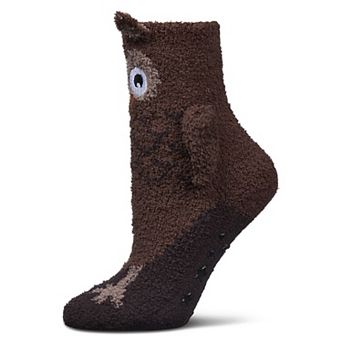 Women's Owl Embellished Plush Crew Socks