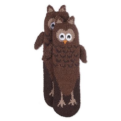 Women's Owl Embellished Plush Crew Socks