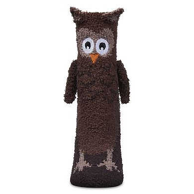 Women's Owl Embellished Plush Crew Socks