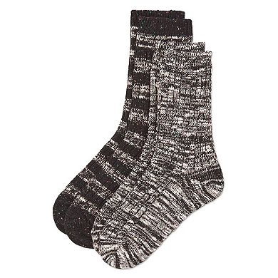 Women's 2 Pair Pack Mixed Stripe Crew Socks