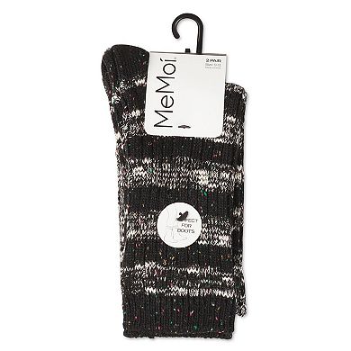 Women's 2 Pair Pack Mixed Stripe Crew Socks