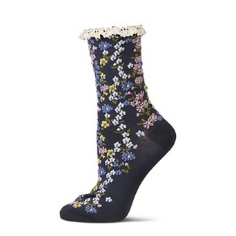 Women's Liberty Floral Lace Cuff Crew Socks