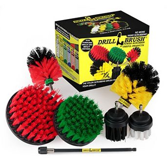 Ultimate Drillbrush Variety Kit With Long Reach Extension - Glass Cleaner - Shower - Deck Brush