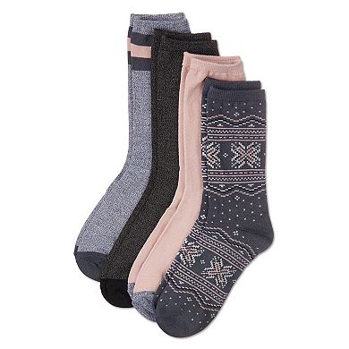 Women's 4 Pair Pack Fairisle Buttersoft Crew Socks