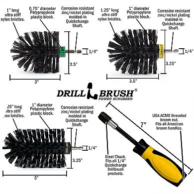 Ultra Stiff Black Bristles W/ Handle Kit - Grill & Industrial Cleaning - Rust Removal - Grill Grates