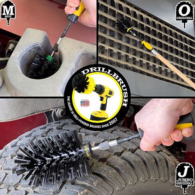 Ultra Stiff Black Bristles W/ Handle Kit - Grill & Industrial Cleaning - Rust Removal - Grill Grates