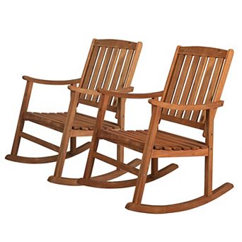 Perry Classic Slat Back Acacia Wood Patio Outdoor Rocking Chair (set Of 2)