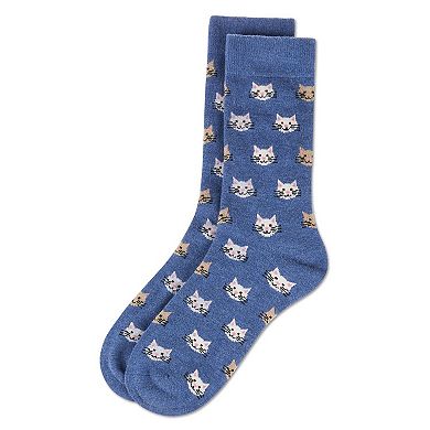 Men's Cat Face Cashmere Crew Socks