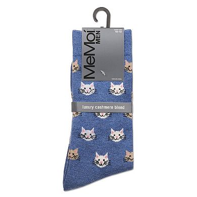 Men's Cat Face Cashmere Crew Socks