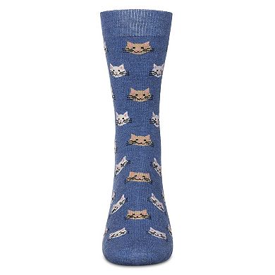 Men's Cat Face Cashmere Crew Socks