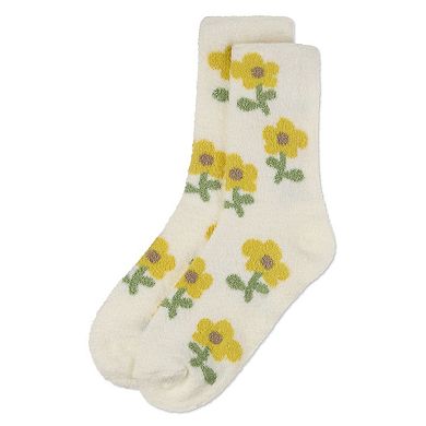 Women's Flower Aloe Infused Crew Socks