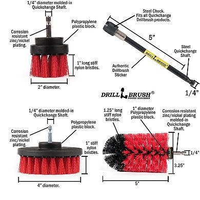 Multi Surface Cleaning Brushes With Long Reach Extension - Marble Cleaner Bit Brushes For Drill