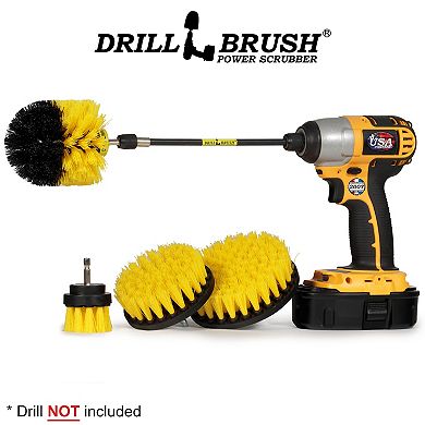 Scrub Brush Kit With Extension - Carpet Cleaner - Sink, Shower, Tile, Grout, Bathtub, Floor & Toilet
