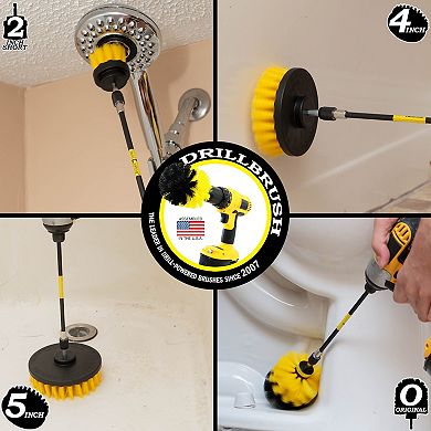 Scrub Brush Kit With Extension - Carpet Cleaner - Sink, Shower, Tile, Grout, Bathtub, Floor & Toilet