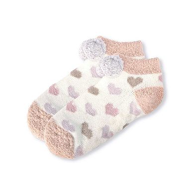 Women's Color Hearts Buttersoft Plush Lined Low Cut Socks